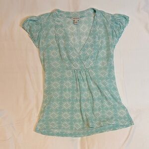 BANANA REPUBLIC Y2K Light Blue Patterned Top